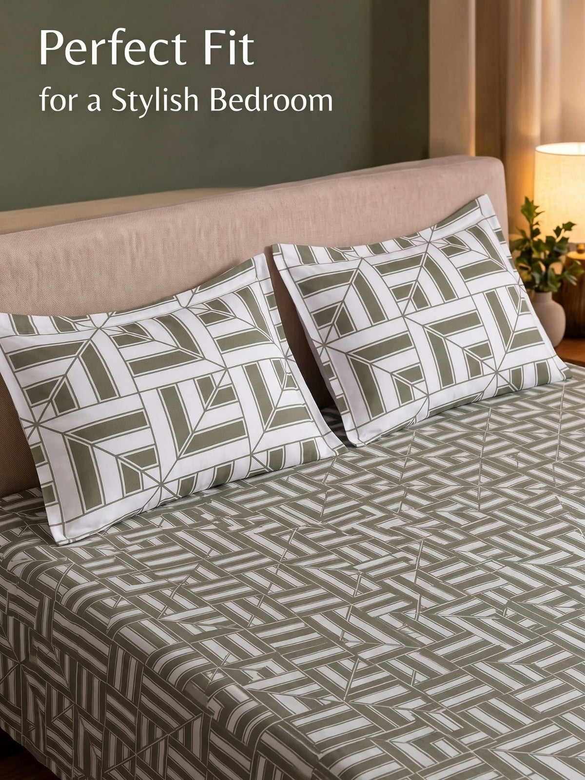 100% Cotton Classic Bedsheet - 108 x 108 Inches, 144 TC|Greyish-Green