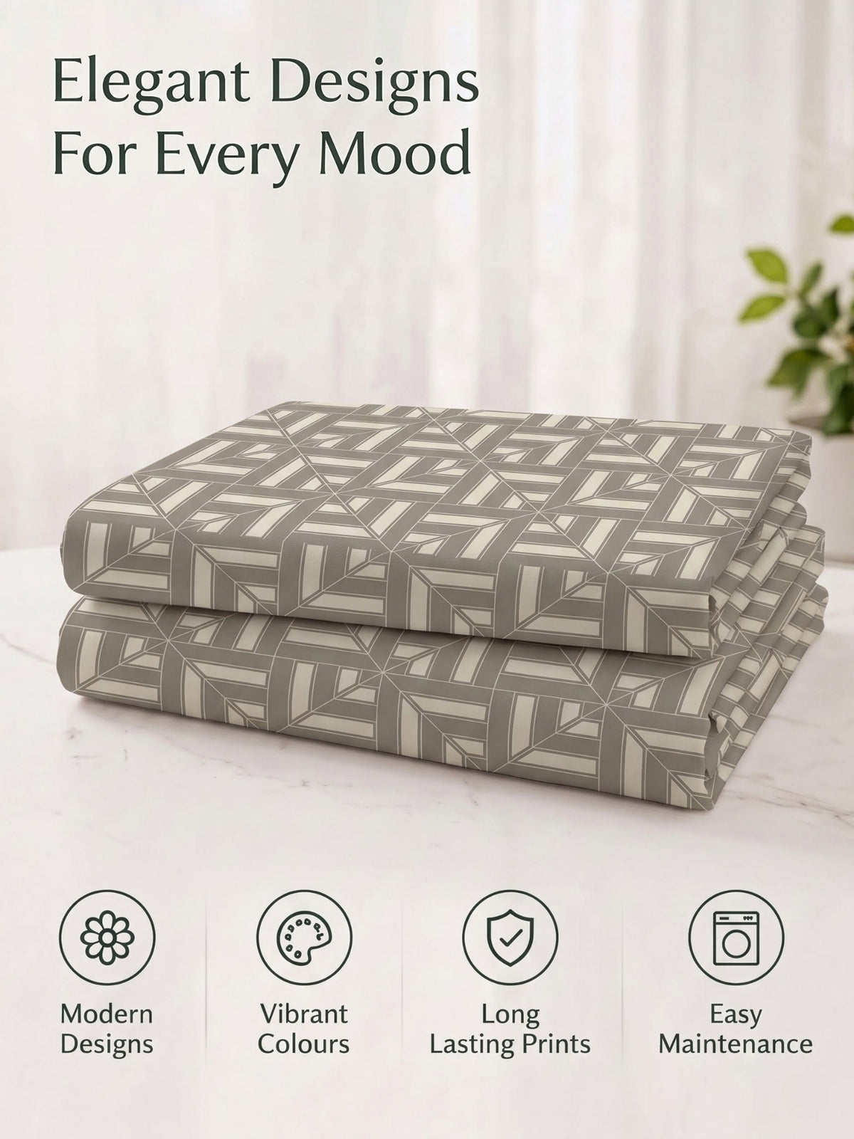 100% Cotton Classic Bedsheet - 108 x 108 Inches, 144 TC|Greyish-Green