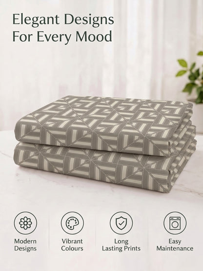 100% Cotton Classic Bedsheet - 108 x 108 Inches, 144 TC|Greyish-Green