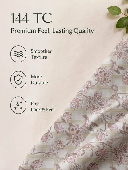 100% Cotton Classic Bedsheet - 108 x 108 Inches, 144 TC|Off-White