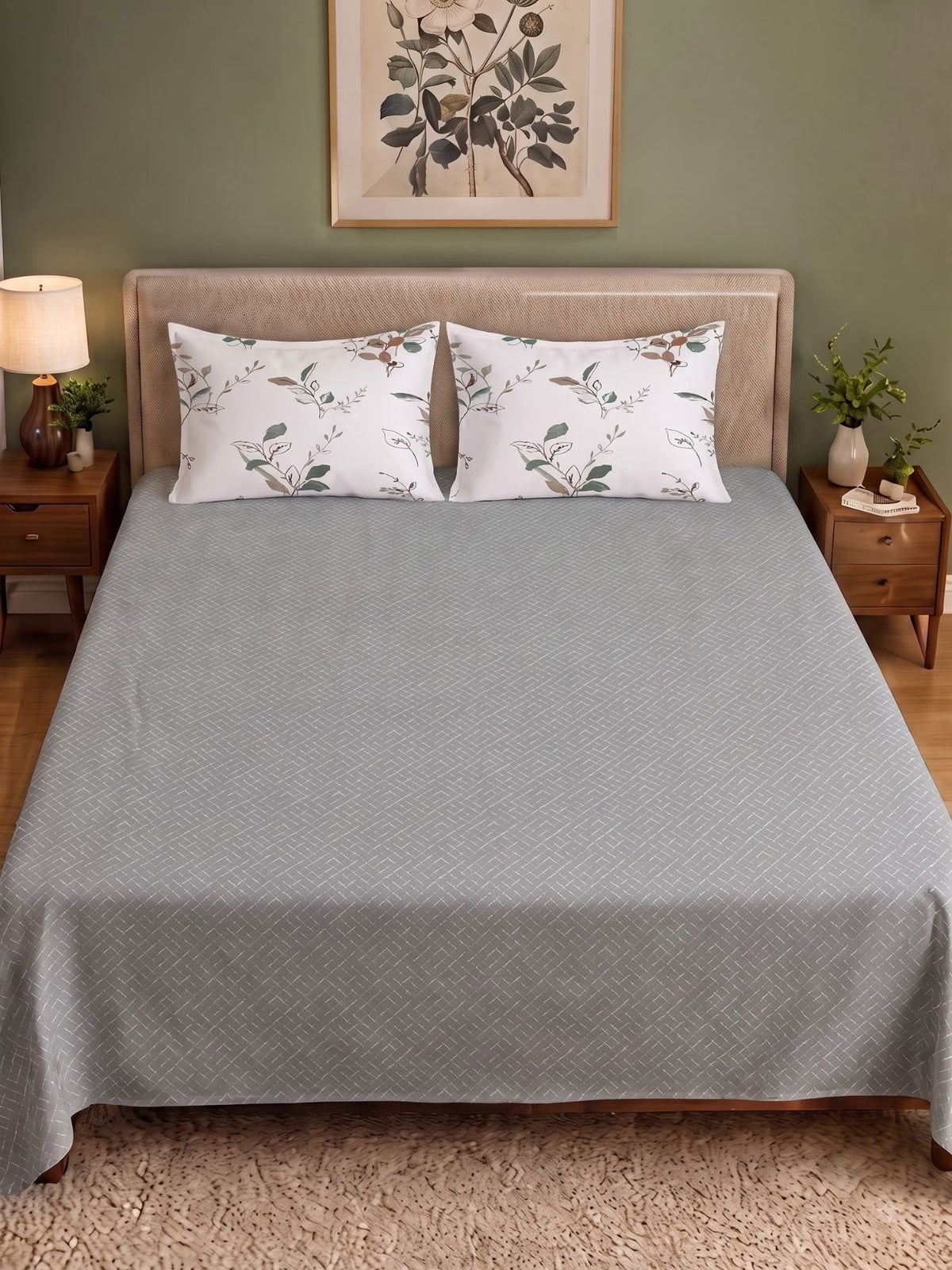 100% Cotton Classic Bedsheet - 108 x 108 Inches, 144 TC|Grey