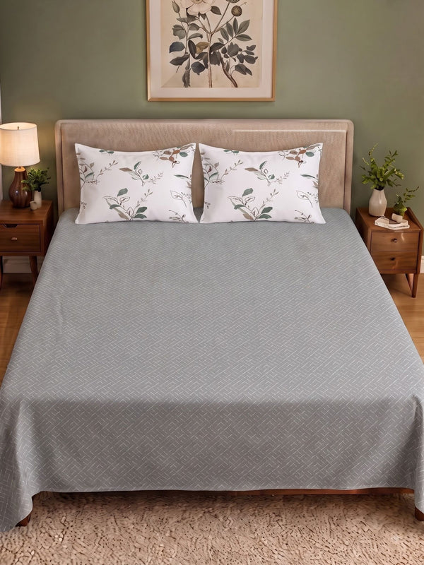 100% Cotton Classic Bedsheet - 108 x 108 Inches, 144 TC|Grey
