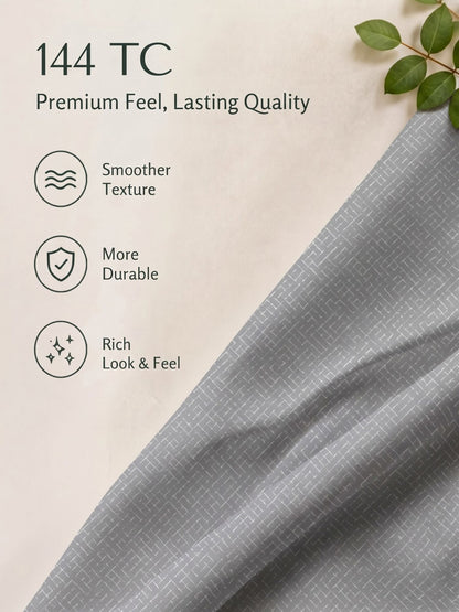 100% Cotton Classic Bedsheet - 108 x 108 Inches, 144 TC|Grey