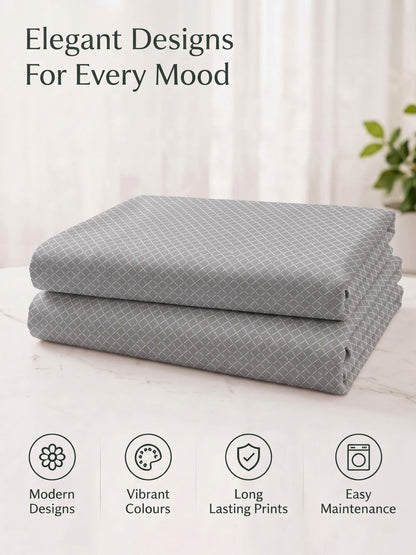 100% Cotton Classic Bedsheet - 108 x 108 Inches, 144 TC|Grey