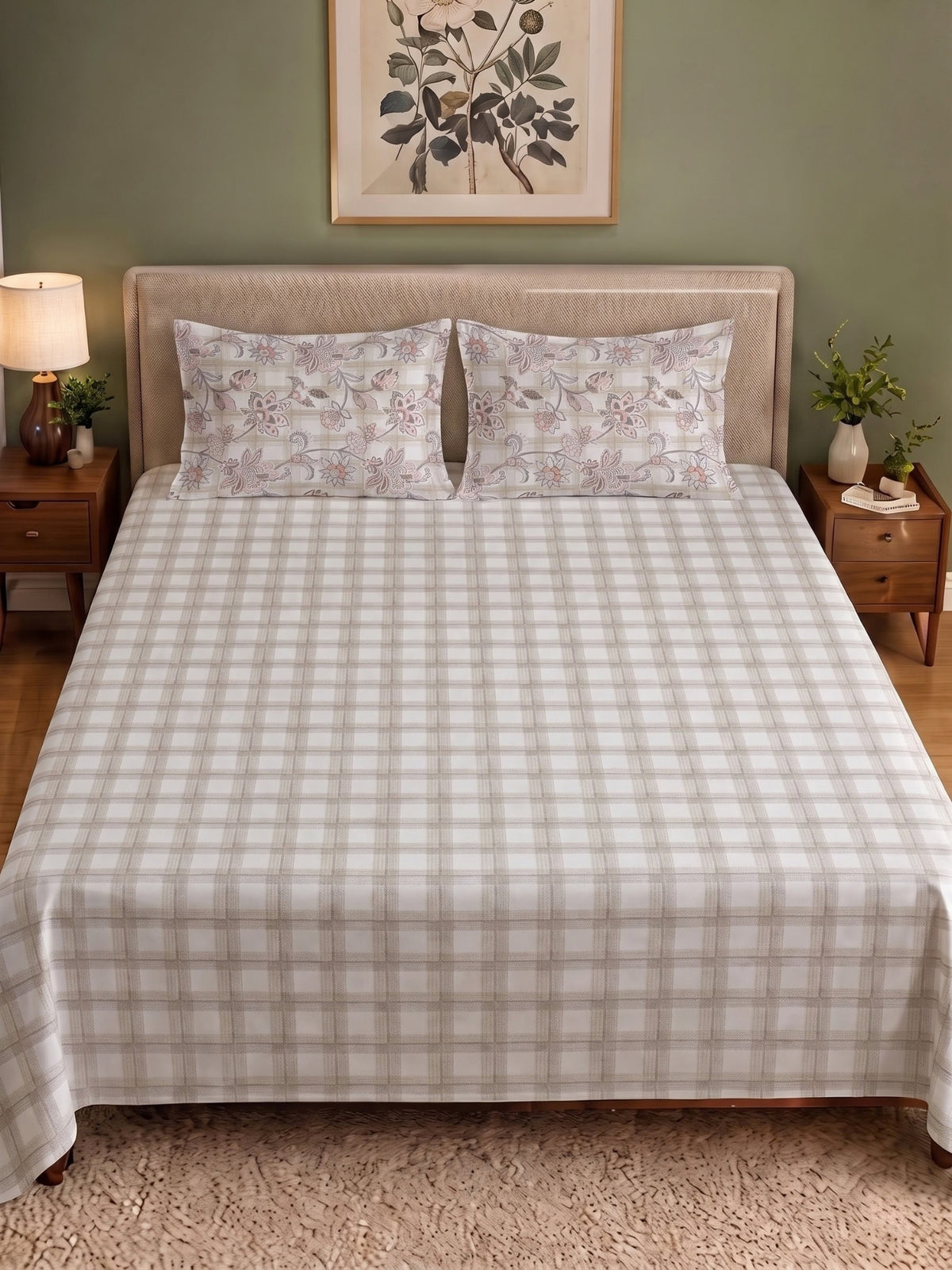 100% Cotton Classic Bedsheet - 108 x 108 Inches, 144 TC|Beige