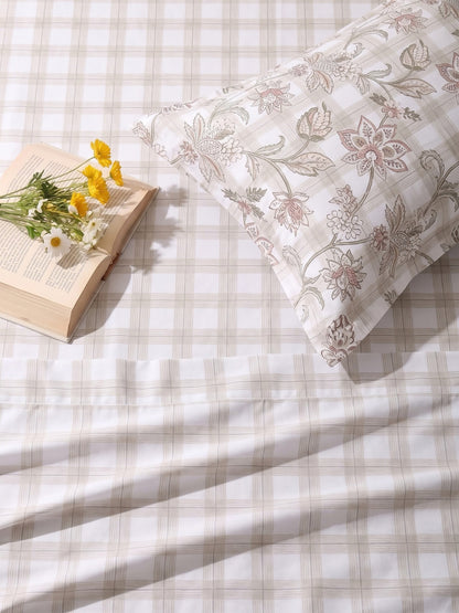100% Cotton Classic Bedsheet - 108 x 108 Inches, 144 TC|Beige
