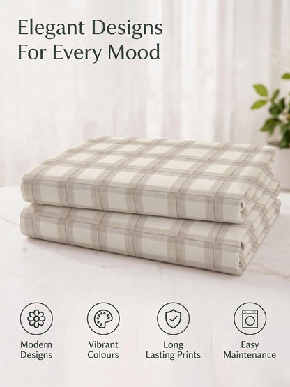 100% Cotton Classic Bedsheet - 108 x 108 Inches, 144 TC|Beige