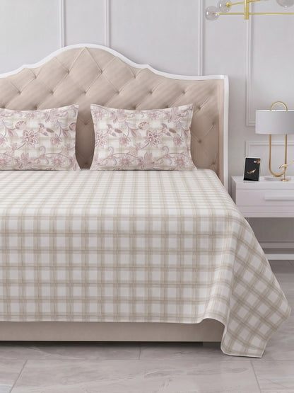 100% Cotton Classic Bedsheet - 108 x 108 Inches, 144 TC|Beige