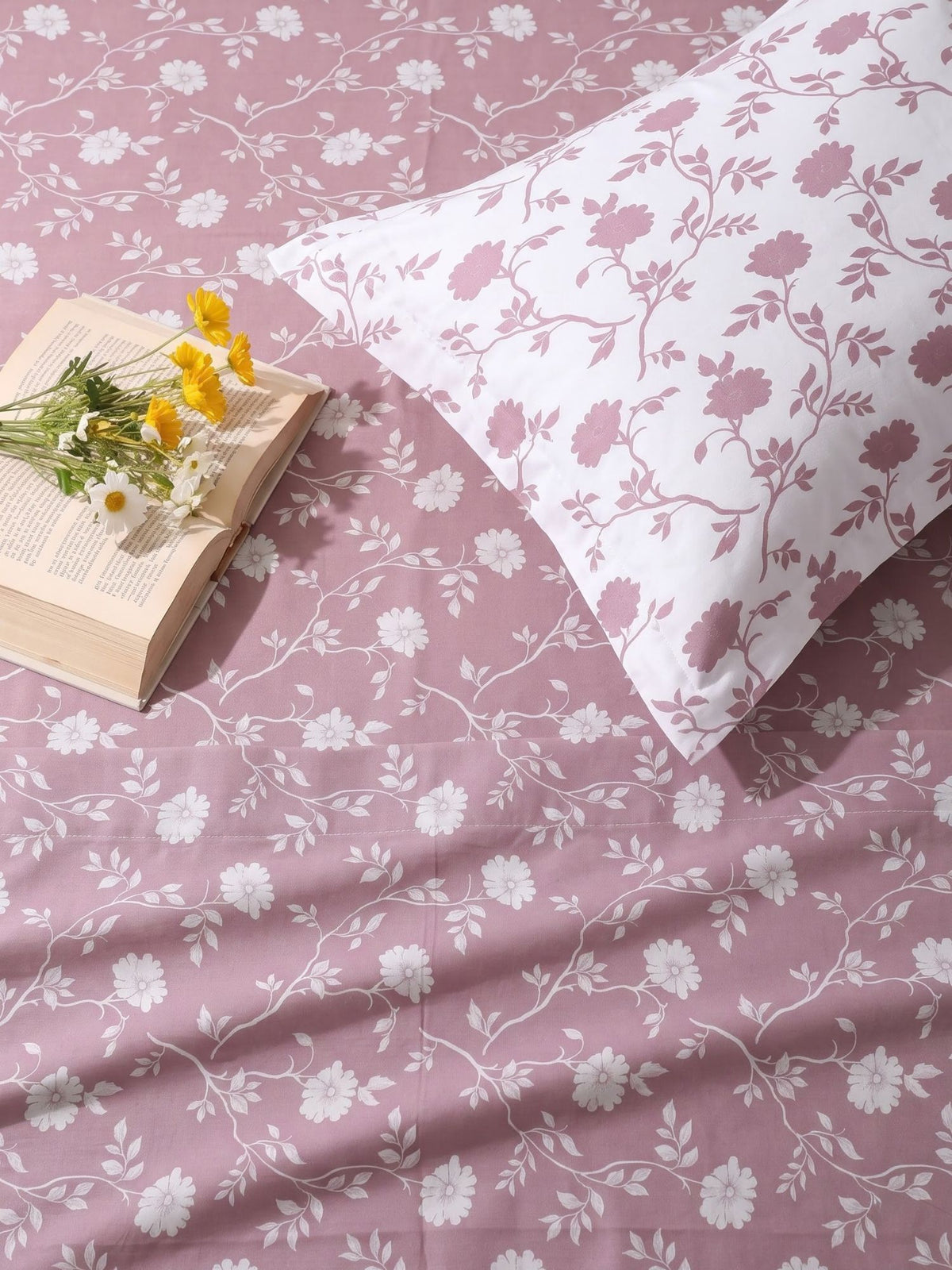 100% Cotton Classic Bedsheet - 108 x 108 Inches, 144 TC|Pink