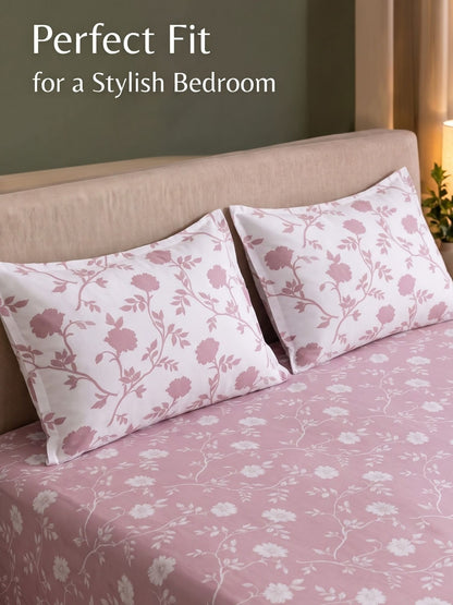 100% Cotton Classic Bedsheet - 108 x 108 Inches, 144 TC|Pink