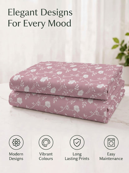 100% Cotton Classic Bedsheet - 108 x 108 Inches, 144 TC|Pink