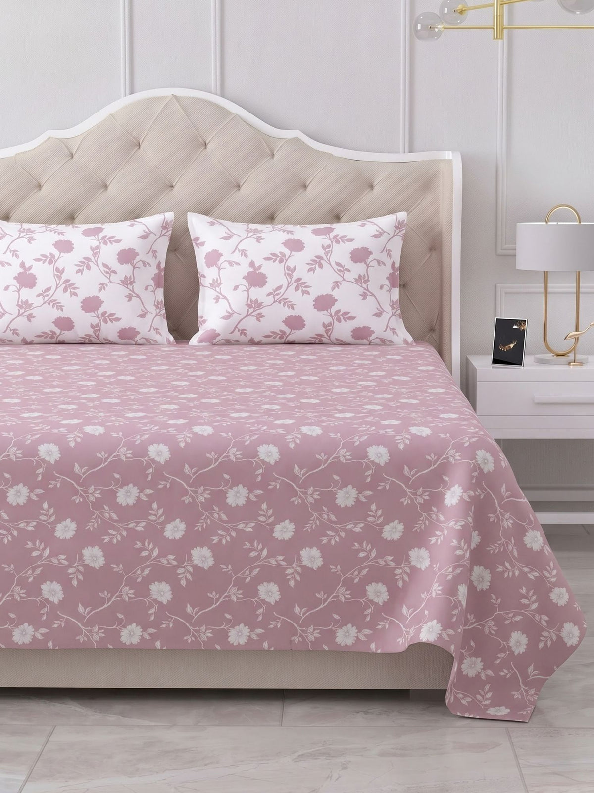 100% Cotton Classic Bedsheet - 108 x 108 Inches, 144 TC|Pink