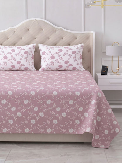 100% Cotton Classic Bedsheet - 108 x 108 Inches, 144 TC|Pink