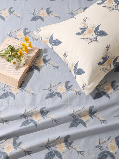 100% Cotton Classic Bedsheet - 108 x 108 Inches, 144 TC|Light Blue