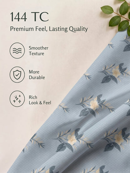 100% Cotton Classic Bedsheet - 108 x 108 Inches, 144 TC|Light Blue