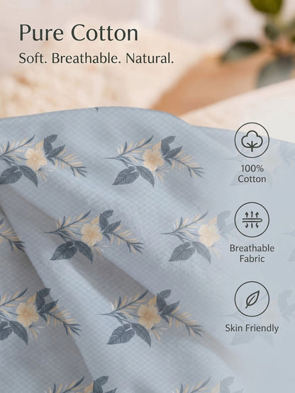 100% Cotton Classic Bedsheet - 108 x 108 Inches, 144 TC|Light Blue