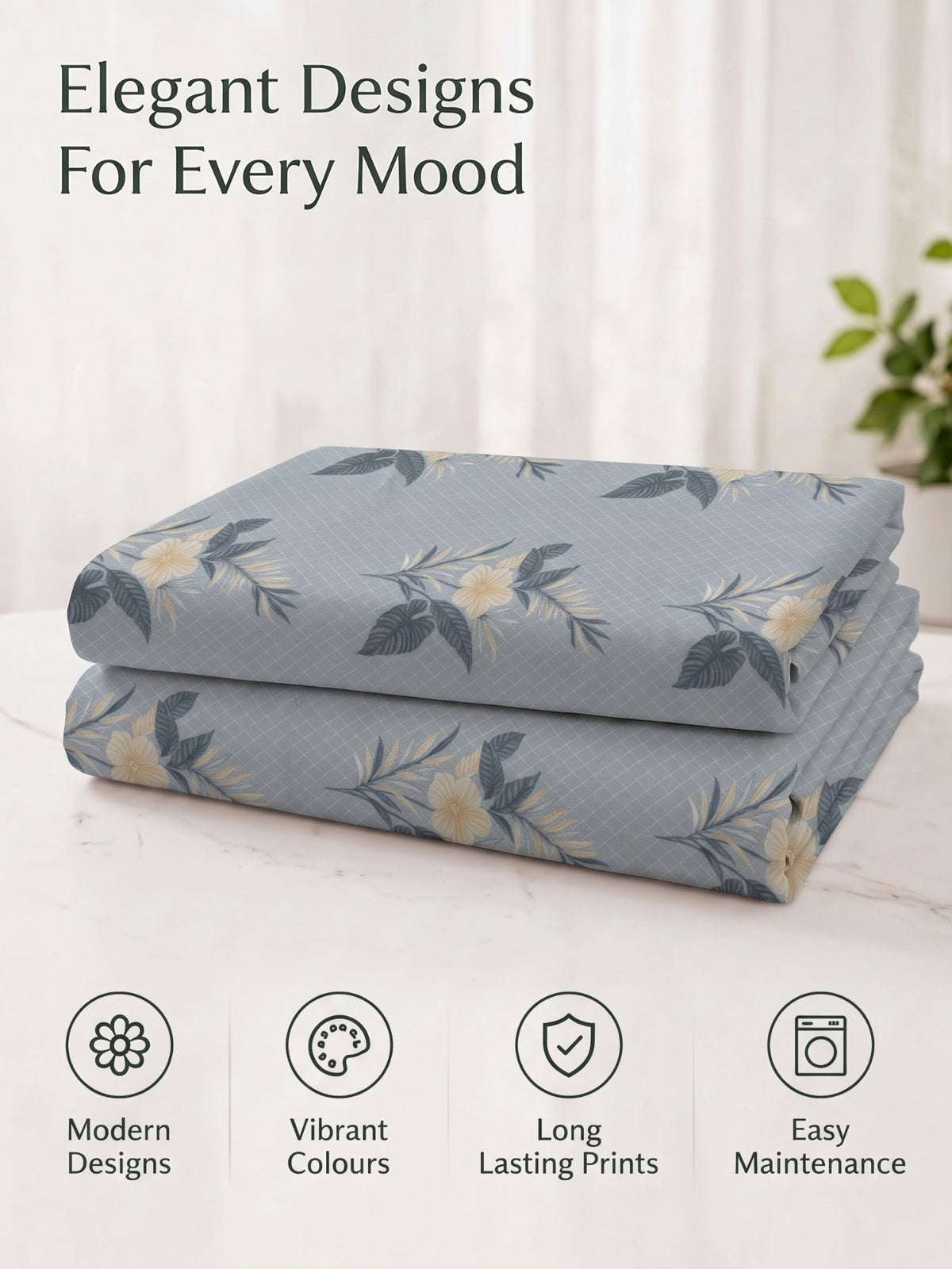 100% Cotton Classic Bedsheet - 108 x 108 Inches, 144 TC|Light Blue