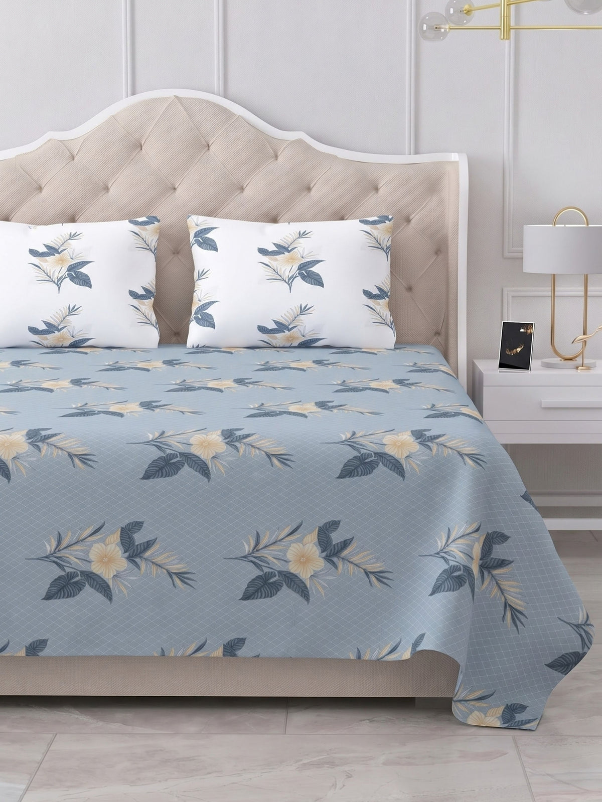 100% Cotton Classic Bedsheet - 108 x 108 Inches, 144 TC|Light Blue