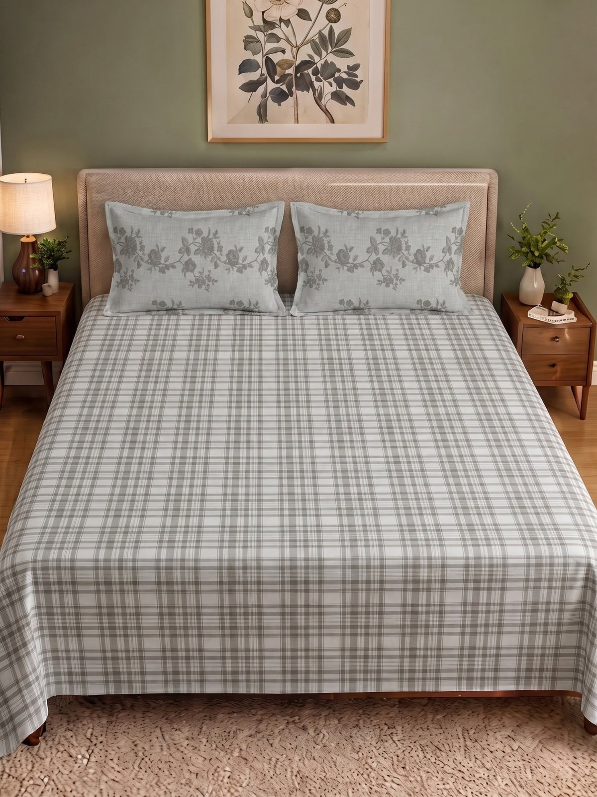 100% Cotton Classic Bedsheet - 108 x 108 Inches, 144 TC|Dark Grey