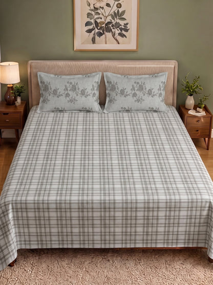 100% Cotton Classic Bedsheet - 108 x 108 Inches, 144 TC|Dark Grey