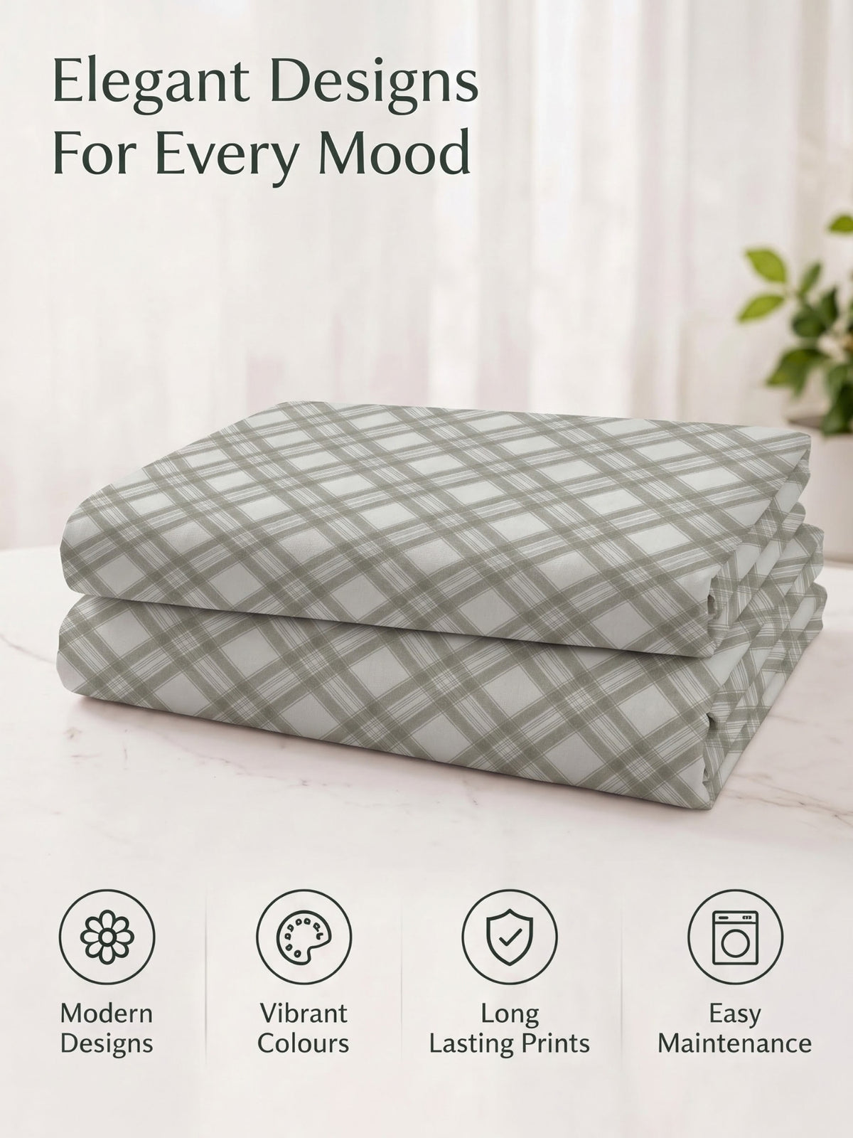 100% Cotton Classic Bedsheet - 108 x 108 Inches, 144 TC|Dark Grey