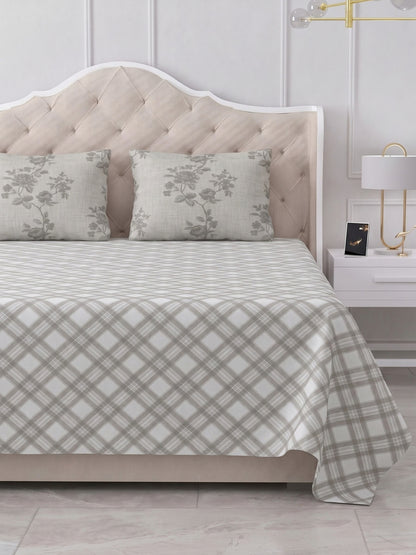 100% Cotton Classic Bedsheet - 108 x 108 Inches, 144 TC|Dark Grey