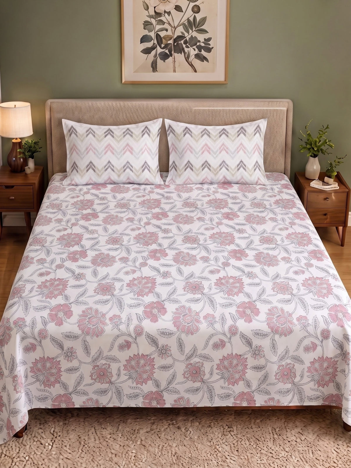100% Cotton Classic Bedsheet - 108 x 108 Inches, 144 TC|Pink
