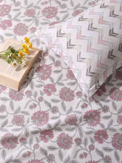 100% Cotton Classic Bedsheet - 108 x 108 Inches, 144 TC|Pink