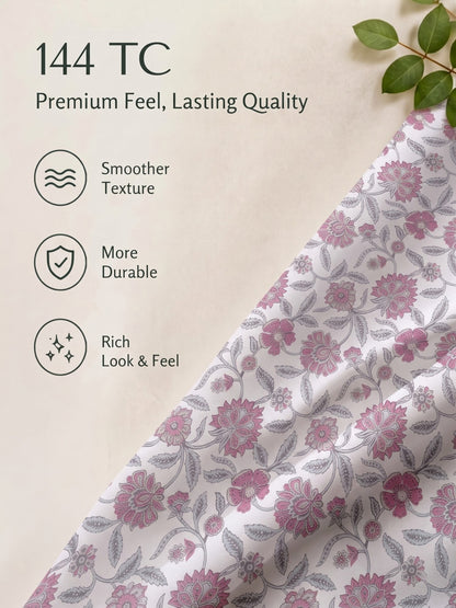 100% Cotton Classic Bedsheet - 108 x 108 Inches, 144 TC|Pink
