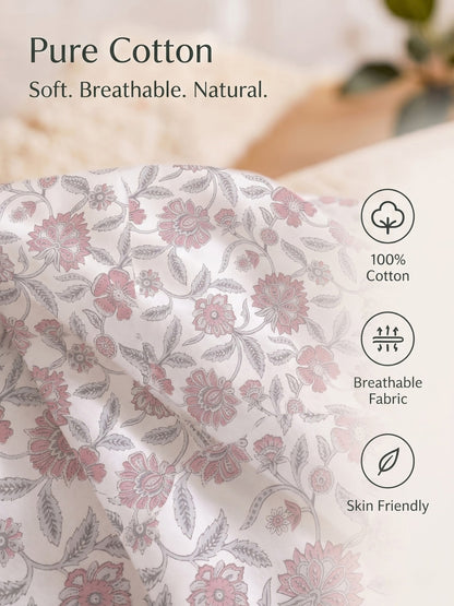 100% Cotton Classic Bedsheet - 108 x 108 Inches, 144 TC|Pink