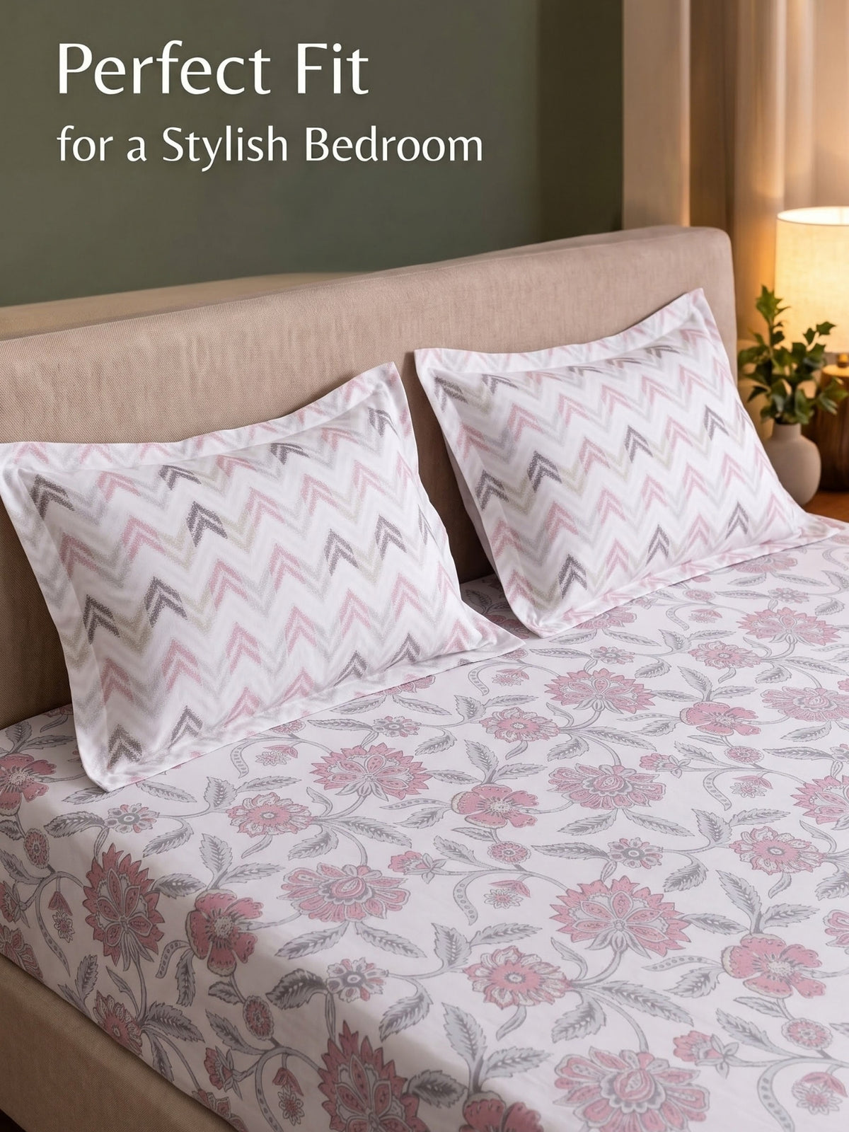 100% Cotton Classic Bedsheet - 108 x 108 Inches, 144 TC|Pink