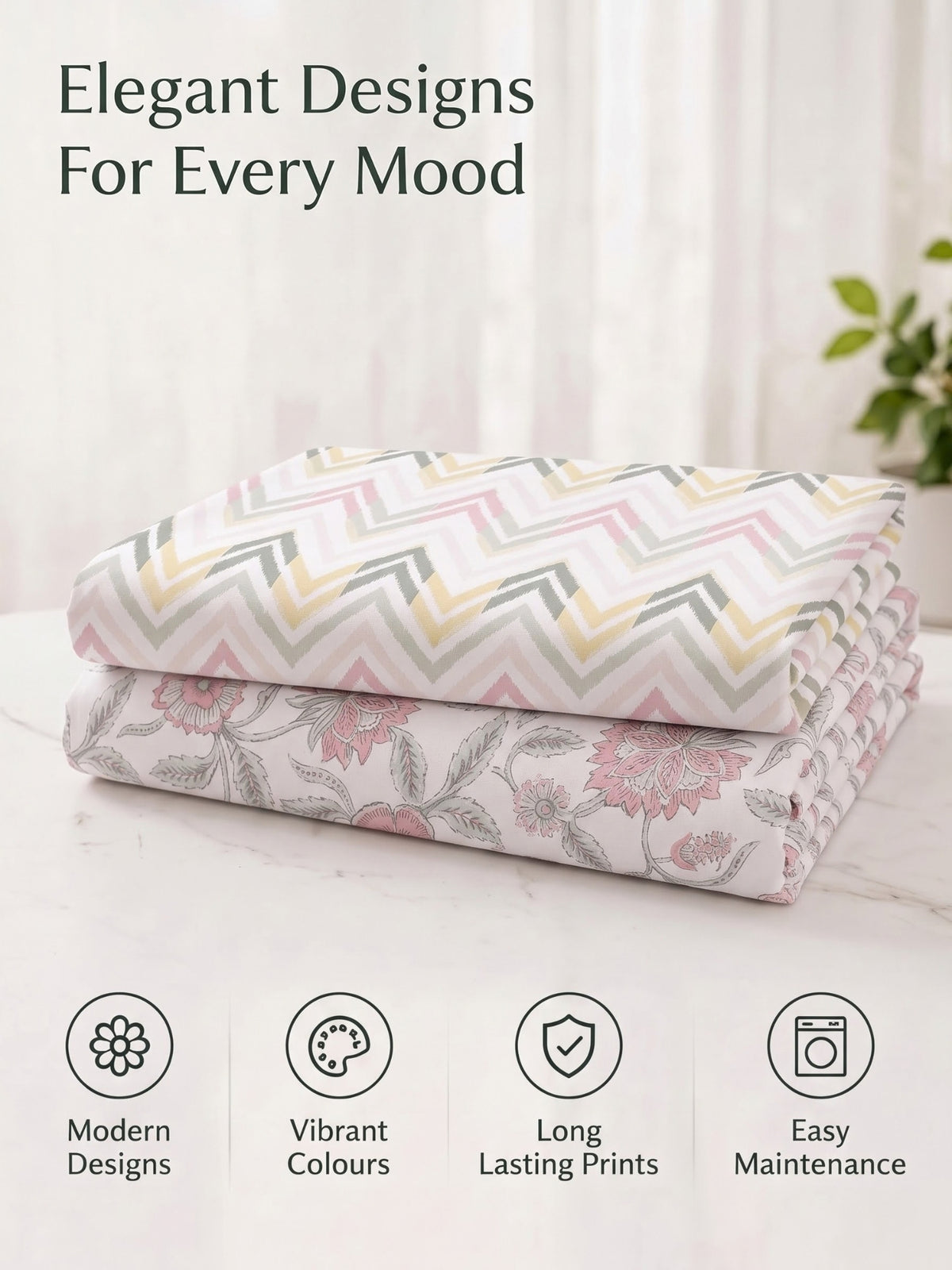 100% Cotton Classic Bedsheet - 108 x 108 Inches, 144 TC|Pink