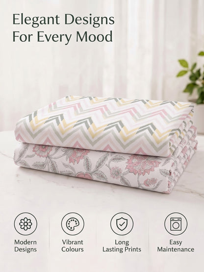 100% Cotton Classic Bedsheet - 108 x 108 Inches, 144 TC|Pink