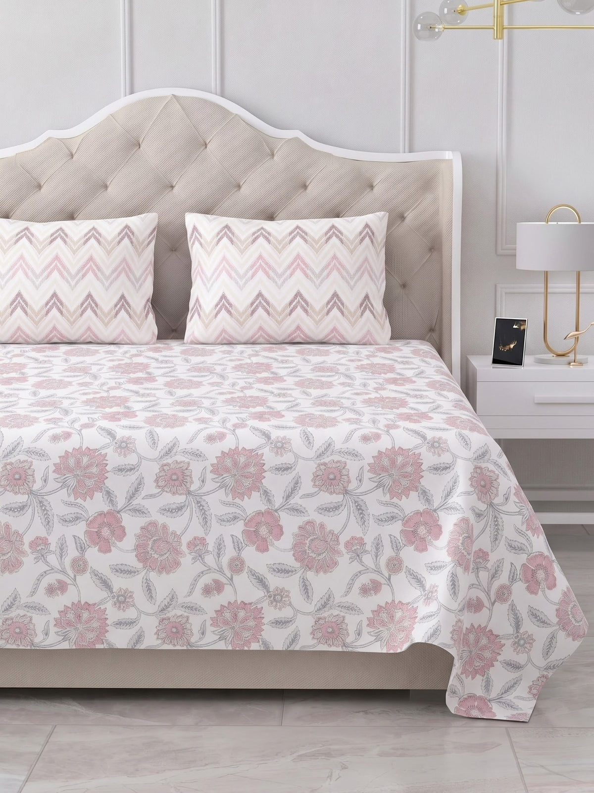 100% Cotton Classic Bedsheet - 108 x 108 Inches, 144 TC|Pink