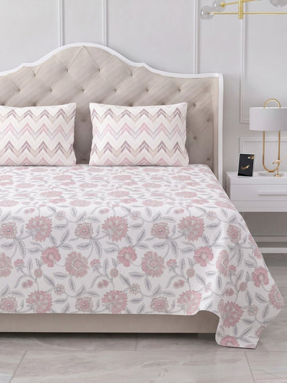 100% Cotton Classic Bedsheet - 108 x 108 Inches, 144 TC|Pink
