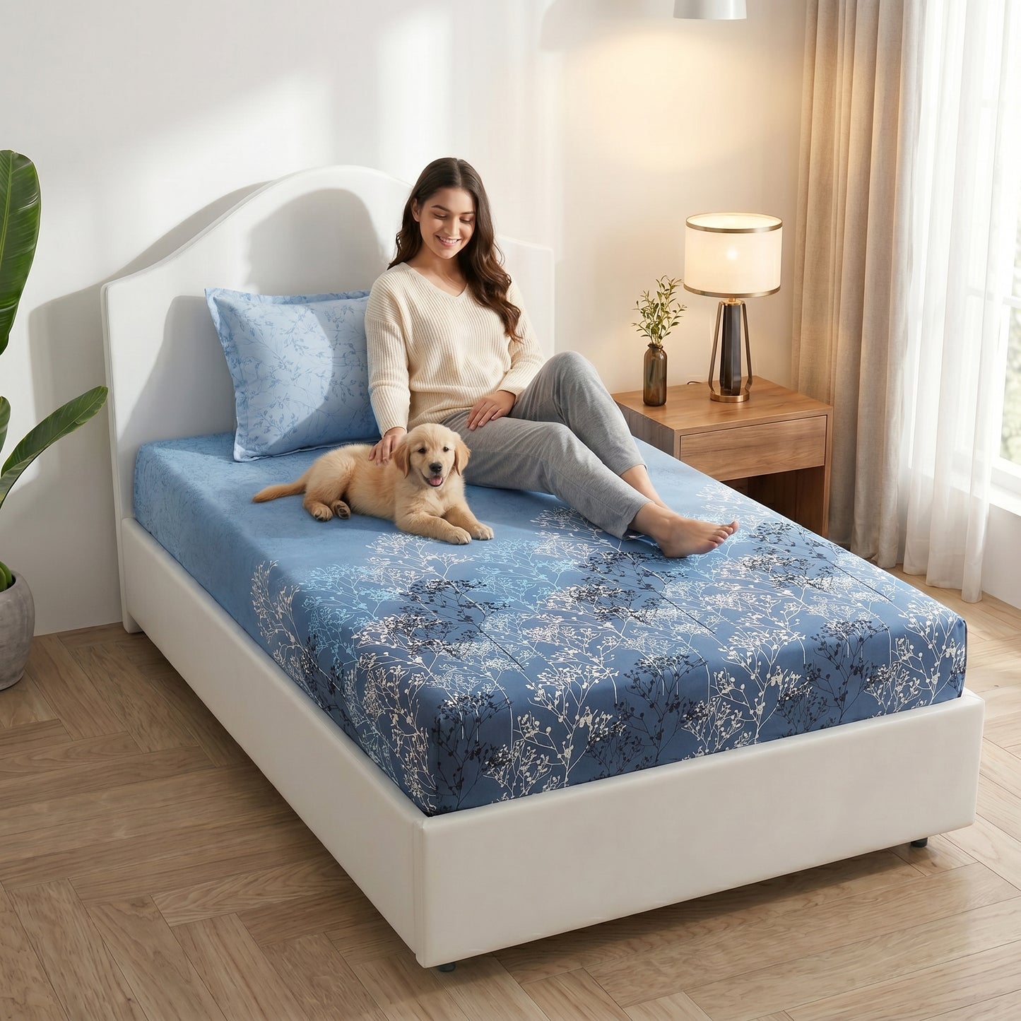 186 TC 100% Cotton Single Bedsheet | 90 x 60 Inches
