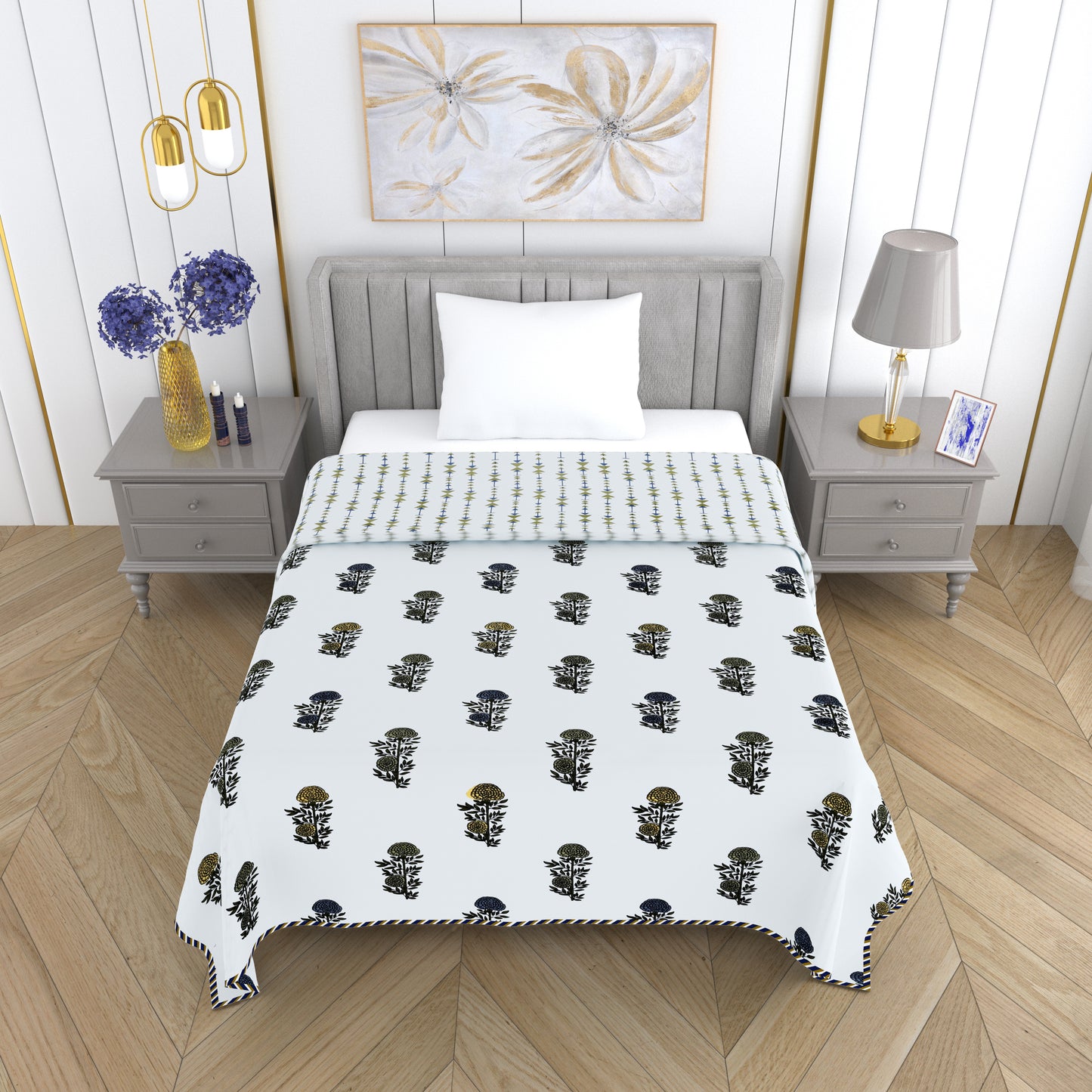 300 GSM Pure Cotton Malmal Single Bed Dohar | 58 x 88 Inch |Bright White