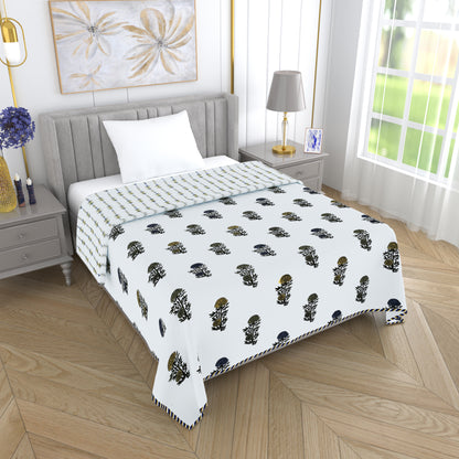 300 GSM Pure Cotton Malmal Single Bed Dohar | 58 x 88 Inch |Bright White