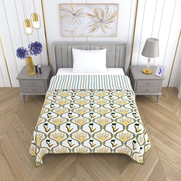 300 GSM Pure Cotton Malmal Single Bed Dohar | 147 x 223 cm |Tender Yellow