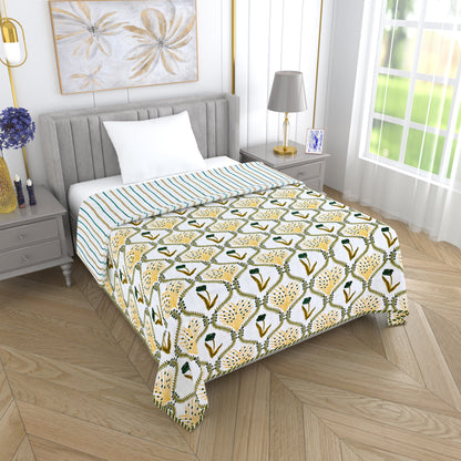 300 GSM Pure Cotton Malmal Single Bed Dohar | 147 x 223 cm |Tender Yellow