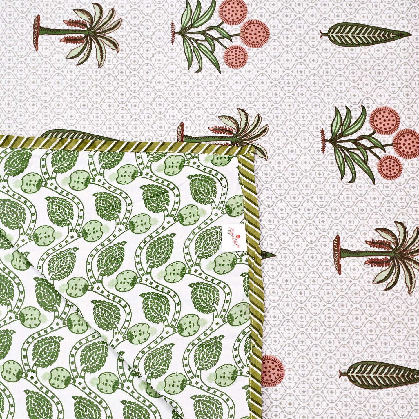 300 GSM Pure Cotton Malmal Single Bed Dohar | 58 x 88 Inch| Patina Green