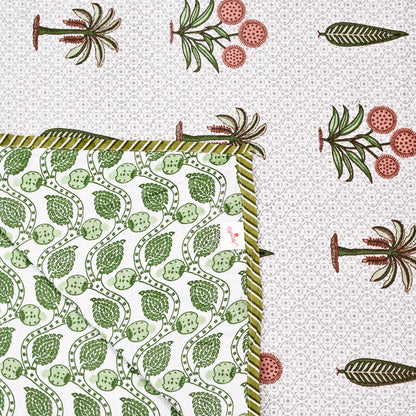 300 GSM Pure Cotton Malmal Single Bed Dohar | 58 x 88 Inch| Patina Green