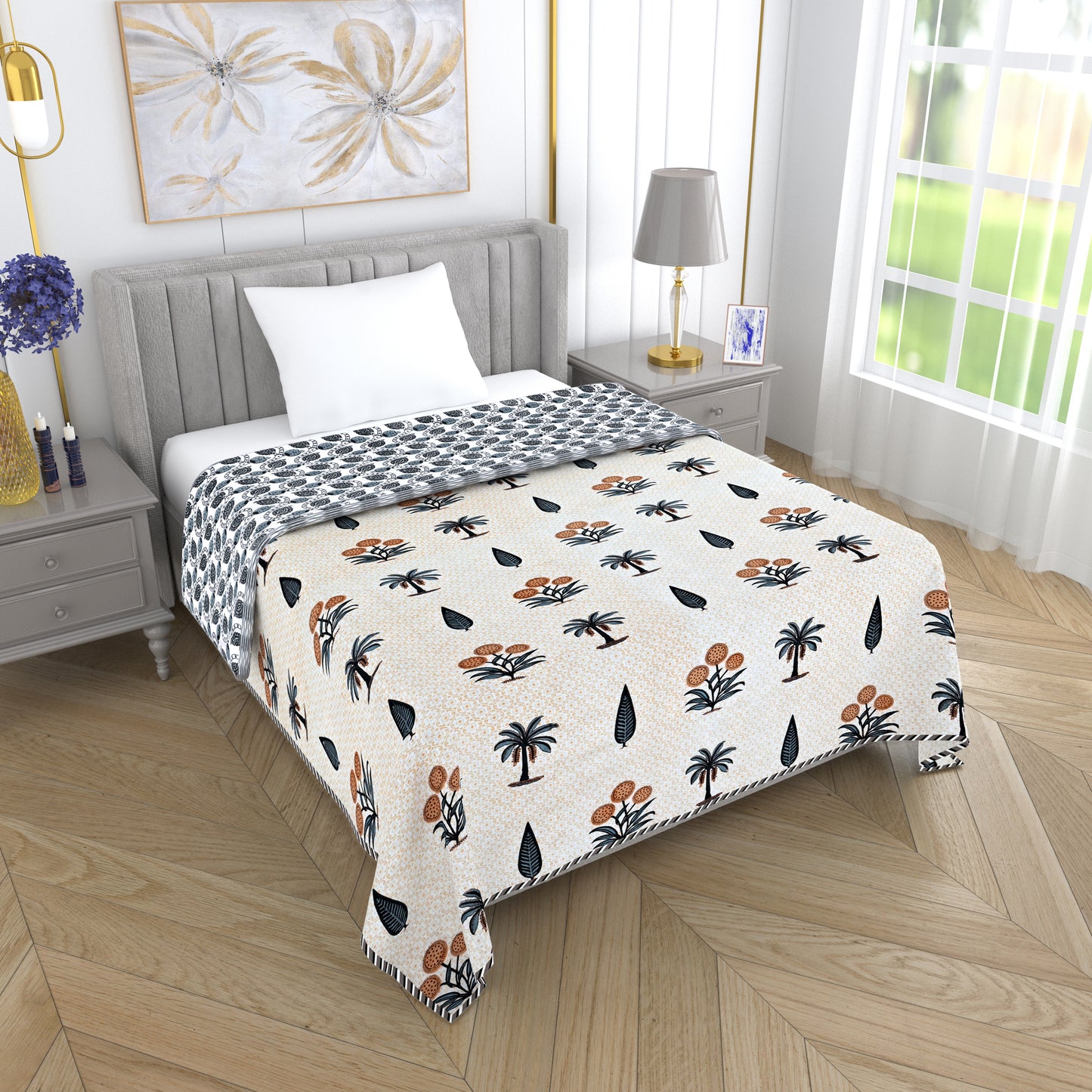 300 GSM Pure Cotton Malmal Single Bed Dohar | 58 x 88 Inch | Cream