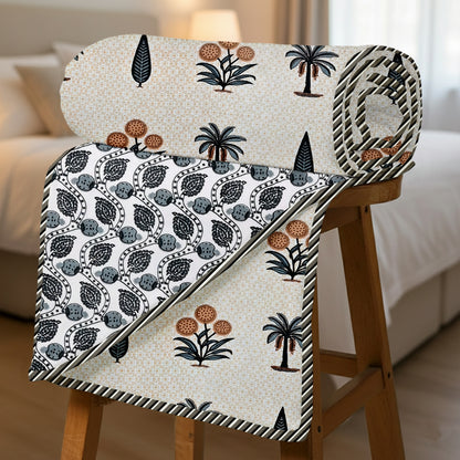 300 GSM Pure Cotton Malmal Single Bed Dohar | 58 x 88 Inch | Cream
