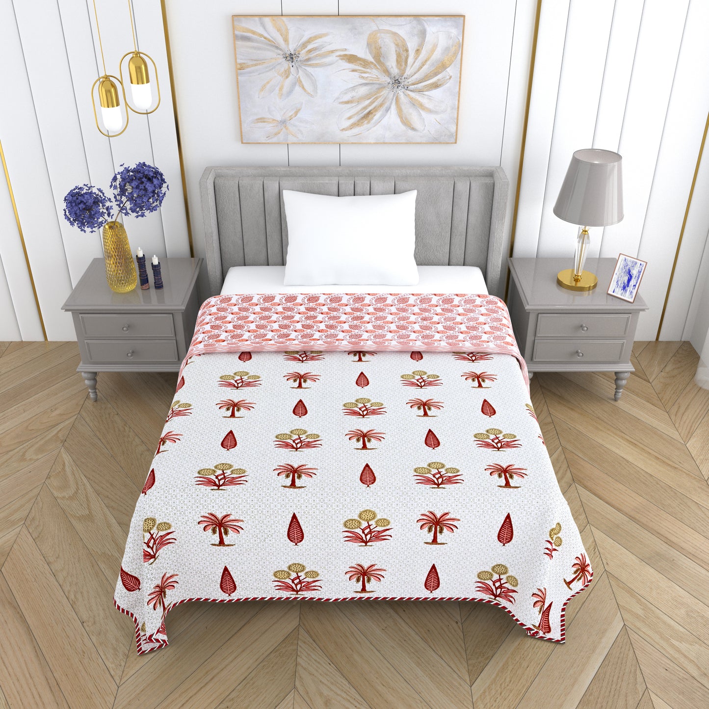 300 GSM Pure Cotton Malmal Single Bed Dohar | 147 x 223 cm | Soft Red