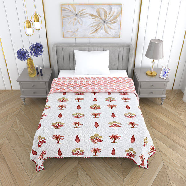 300 GSM Pure Cotton Malmal Single Bed Dohar | 147 x 223 cm | Soft Red