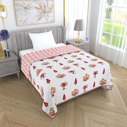 300 GSM Pure Cotton Malmal Single Bed Dohar | 147 x 223 cm | Soft Red