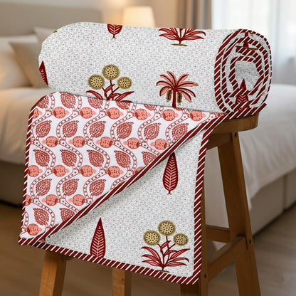 300 GSM Pure Cotton Malmal Single Bed Dohar | 147 x 223 cm | Soft Red