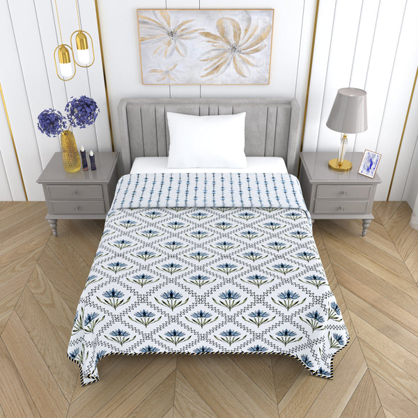 300 GSM Pure Cotton Malmal Single Bed Dohar | 58 x 88 Inch| Soft Blue
