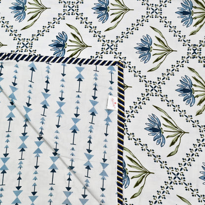 300 GSM Pure Cotton Malmal Single Bed Dohar | 58 x 88 Inch| Soft Blue